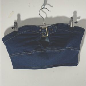 Denim Mini Corset Tube Top Medium